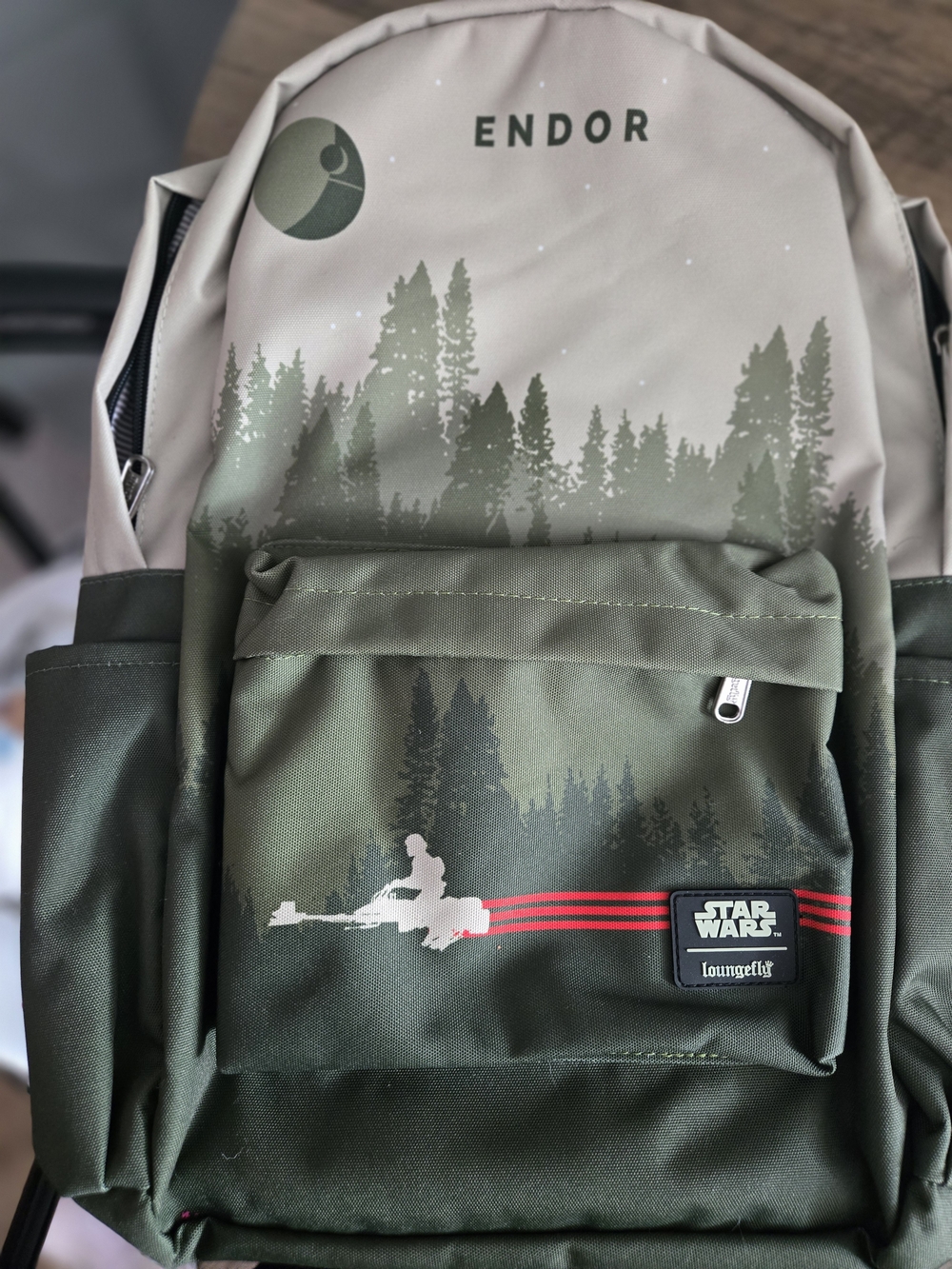 Loungefly Green and Cream Endor Forest Graphic Backpack